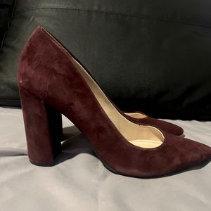 Burgundy suede heels size 6.5